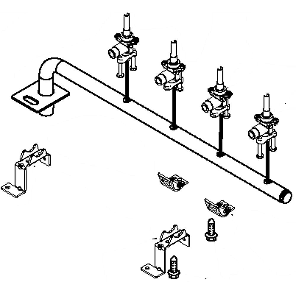 Photo of Cooktop Burner Manifold and Valves Assembly from Repair Parts Direct