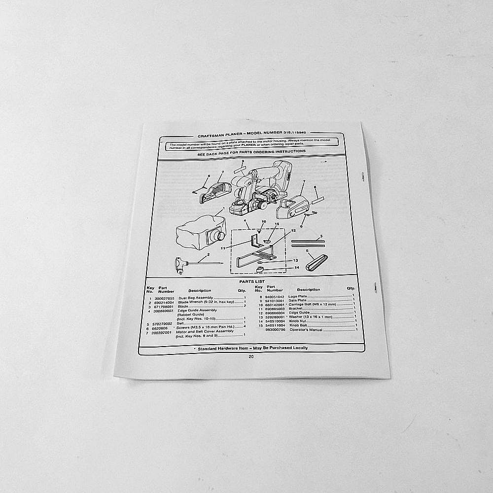 Planer Owner's Manual 983000796