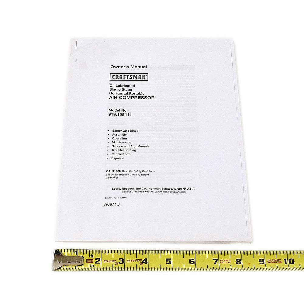 Craftsman Air Compressor Owner's Manual A09713