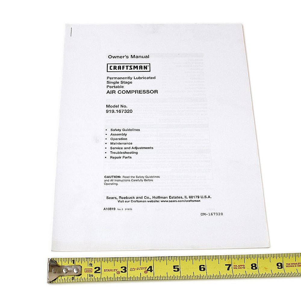 Craftsman Air Compressor Owner's Manual OM-167320