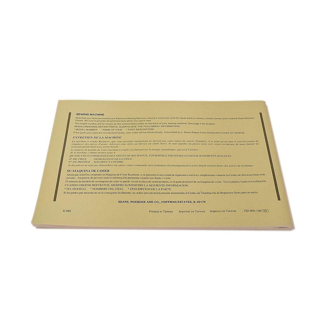 Sewing Machine Owner's Manual 752800136