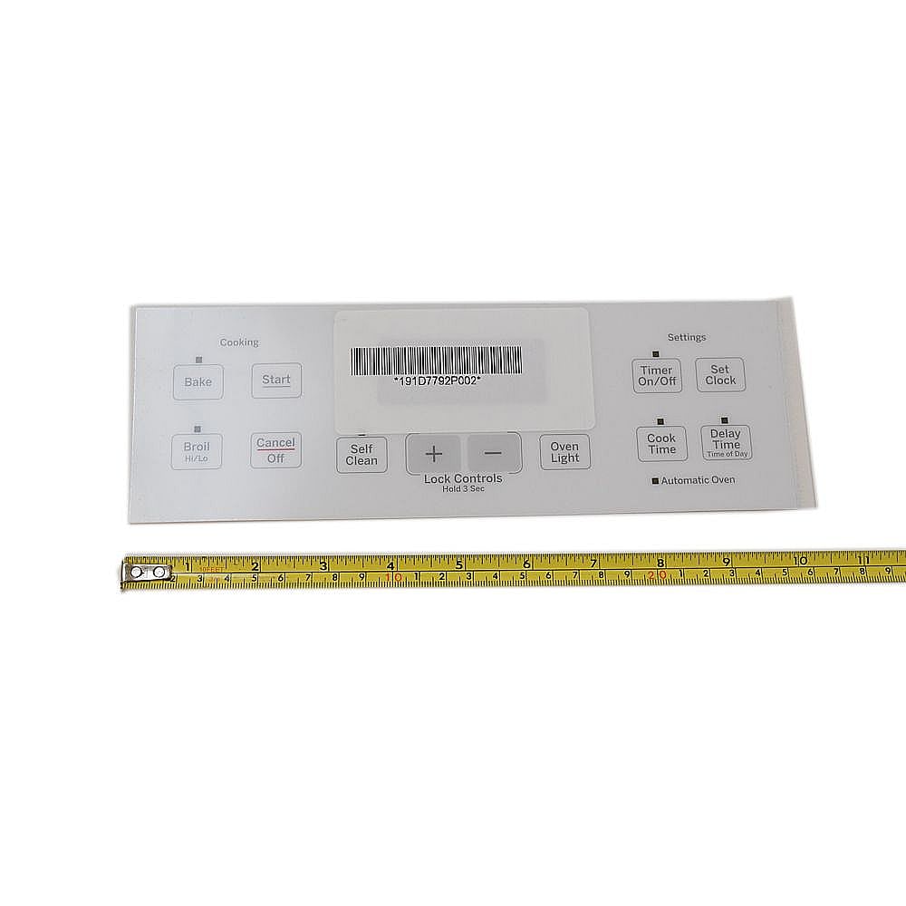 Range Oven Control Overlay (white) WB27T11512
