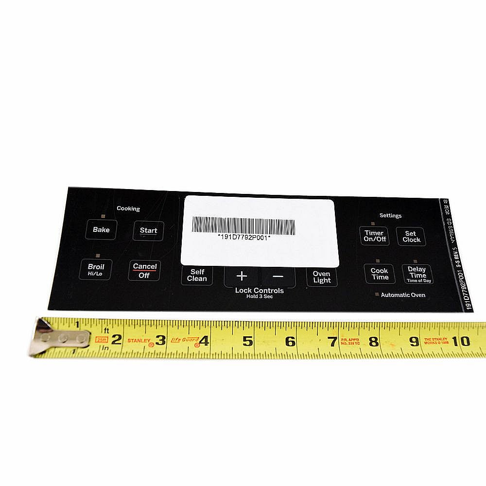 Range Oven Control Overlay WB27T11511