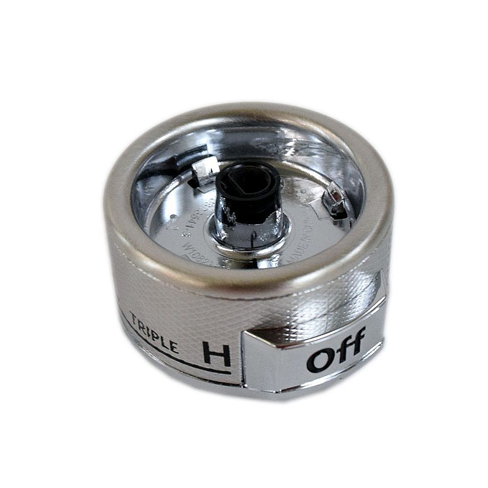 Range Surface Burner Knob, Left Front (stainless) W10877188