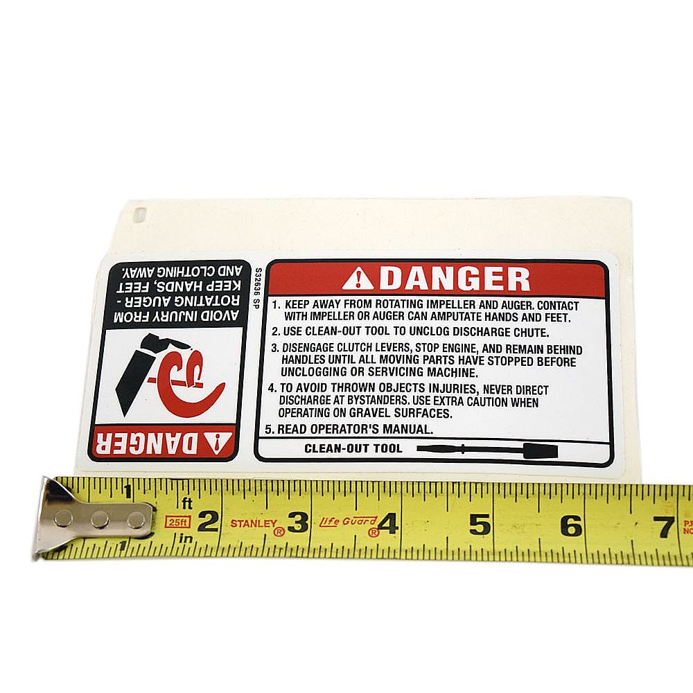 Snowblower Auger Housing Safety Decal 777S32636