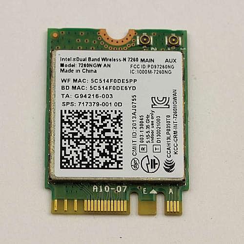 Part #1-458-663-21, Wlan Intel Wp2 2X2 Pcie Ngff/b