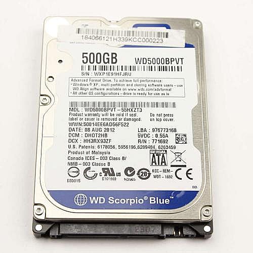 Part #a-1886-632-A, Hdd 500Gb Wd Wd5000Bpvt-55Hxzt3 5400Rpm