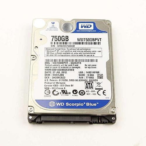 Part #a-1886-643-A, Hdd 750Gb Wd Wd7500Bpvt-55Hxzt3 5400Rpm
