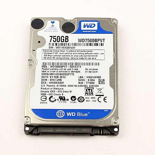 Part #a-1934-183-A, Hdd 750Gb Wd Ml375M Sata Wd7500Bpvt-55Hxzt4
