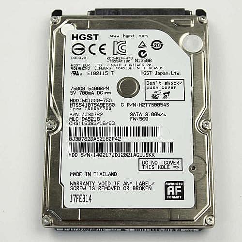 Part #a-1944-968-A, Hdd 750Gb Hgst Hts541075A9E680 5400Rpm