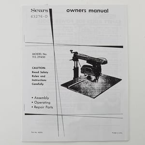 Radial Arm Saw Owner's Manual 63276