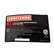 Label for Craftsman 137322860 - Part 3LYZ