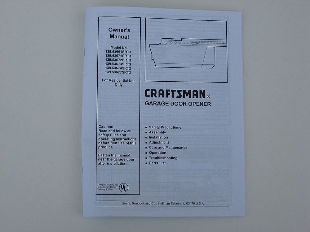 Garage Door Opener Owner's Manual