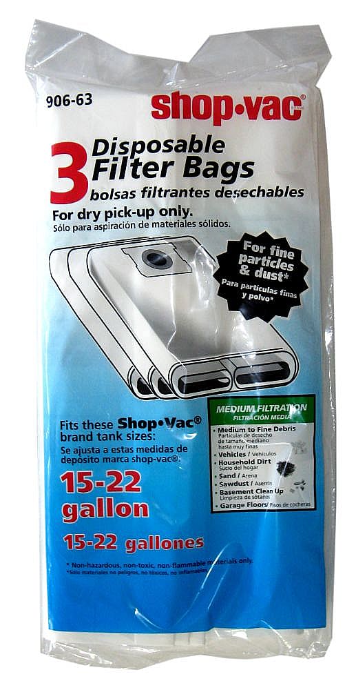 Shop Vacuum Dust Bag, 3-pack | Part Number 90663-00-6 | Sears PartsDirect