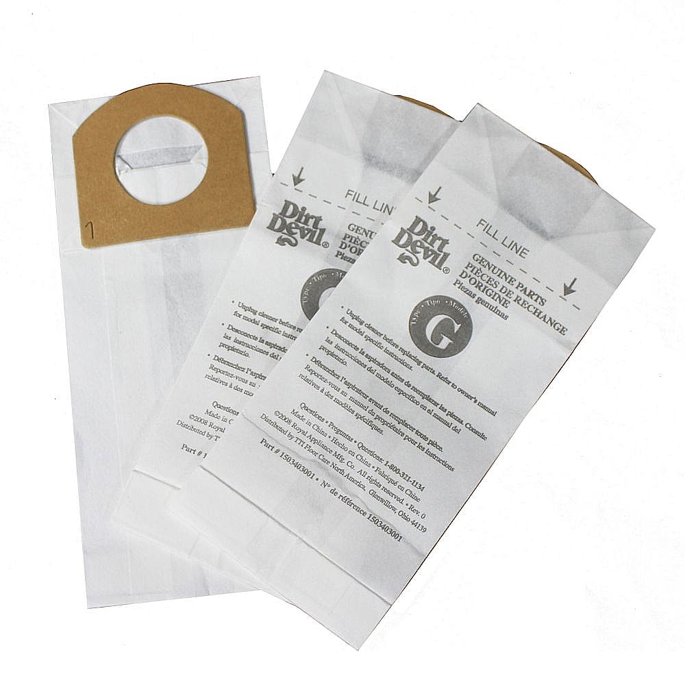 Dirt Devil Vacuum Bag, Type G, 3pack 3010347001 parts Sears