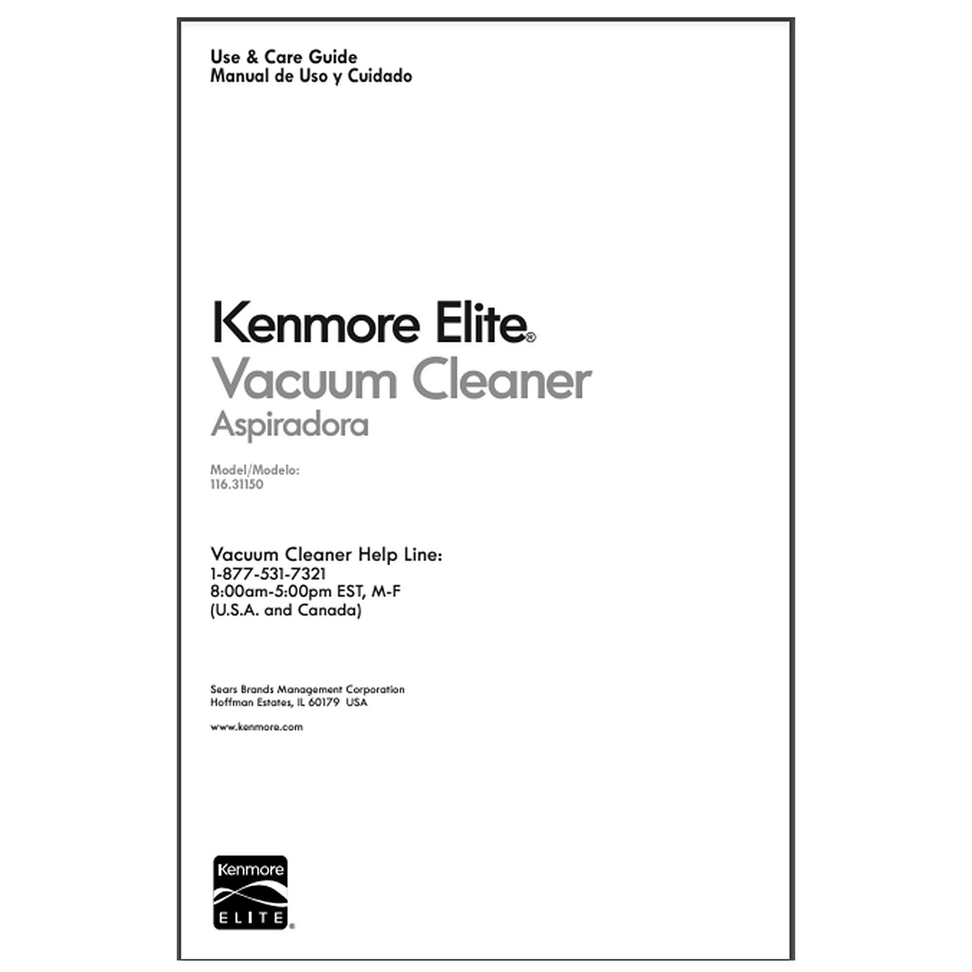 Part #kc01Zdwjz0U0, Kenmore Vacuum Owners Manual