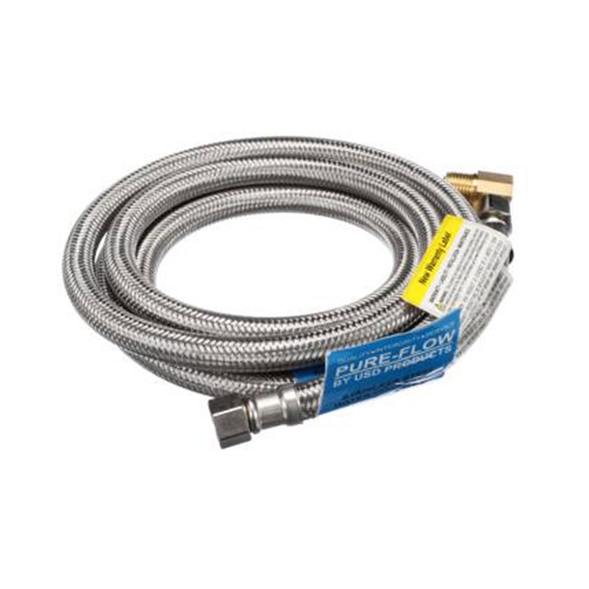 Part #21-82472-El, Dishwasher Water Supply Line, 3/8-In Comp X 3/4-In Fht X 72-In, Stainless Steel Braided