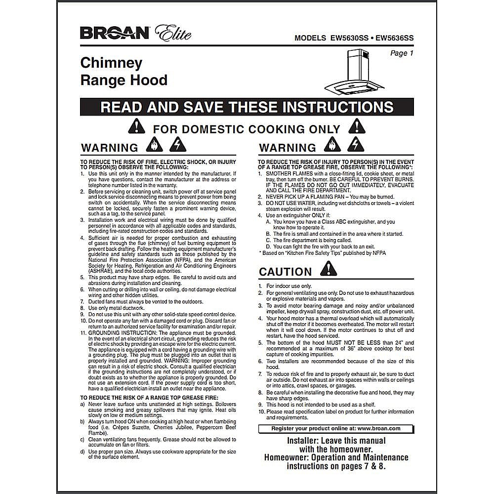 Part #99527439E, Owners Manual