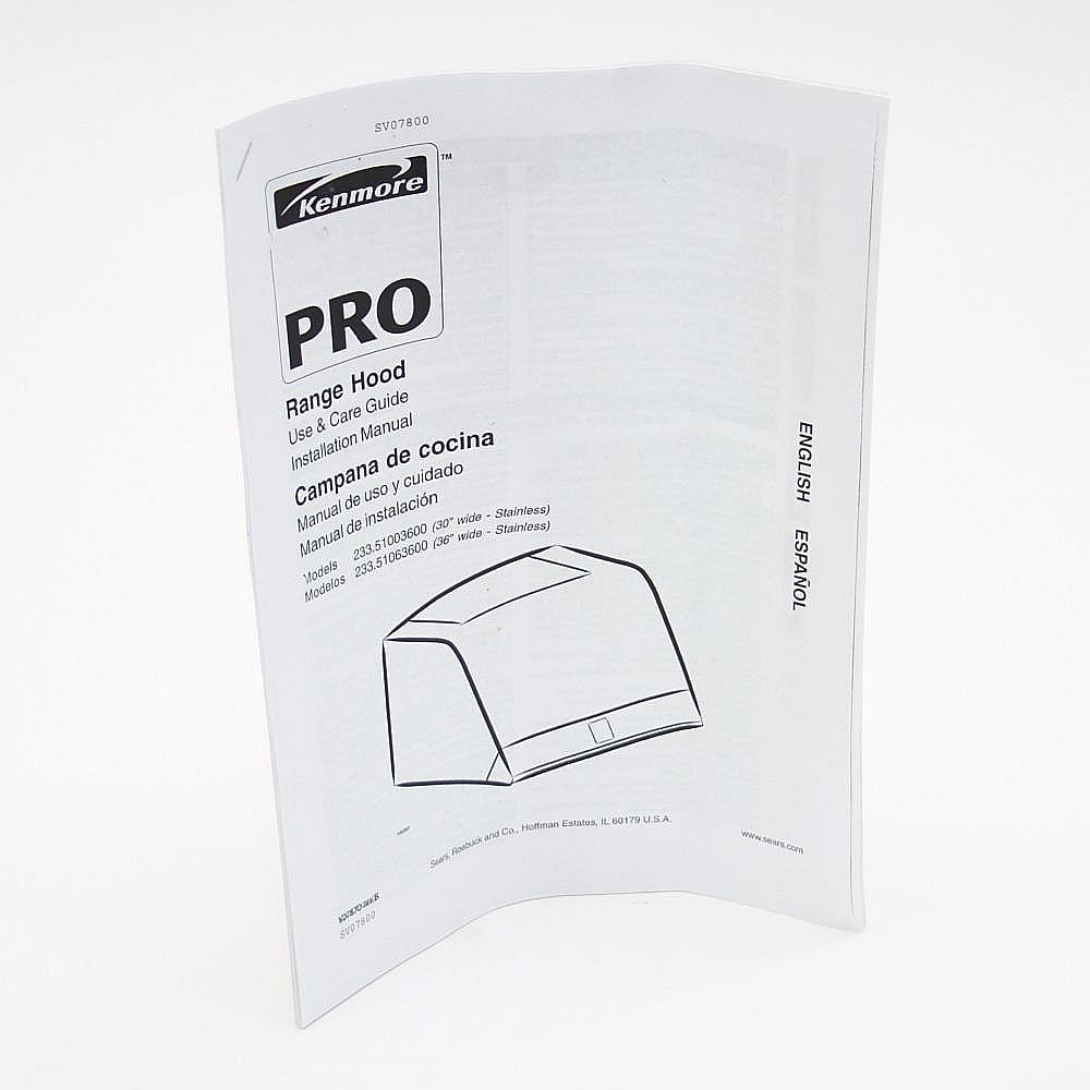Kenmore Pro Part #sv07800, Range Hood Owners Manual