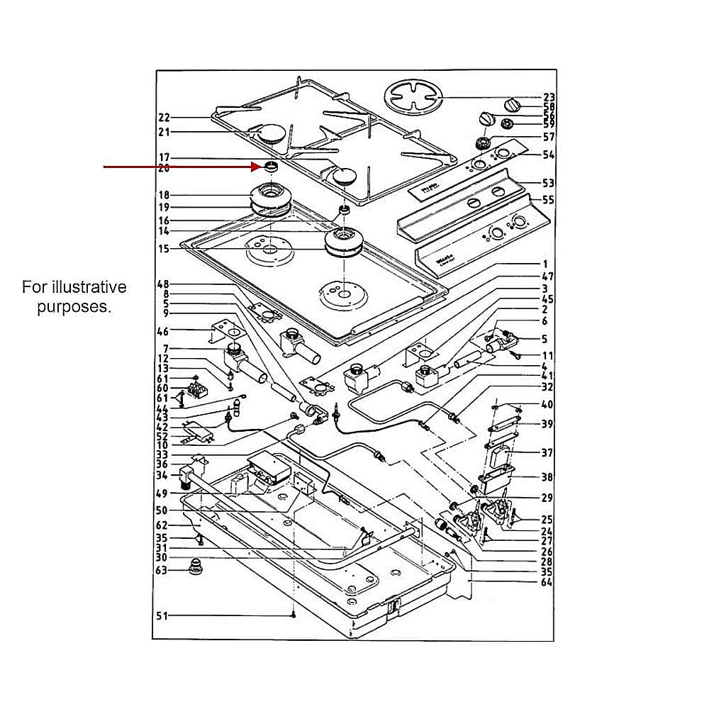 Part #03091530, Miele Cooktop Burner Cross Ring