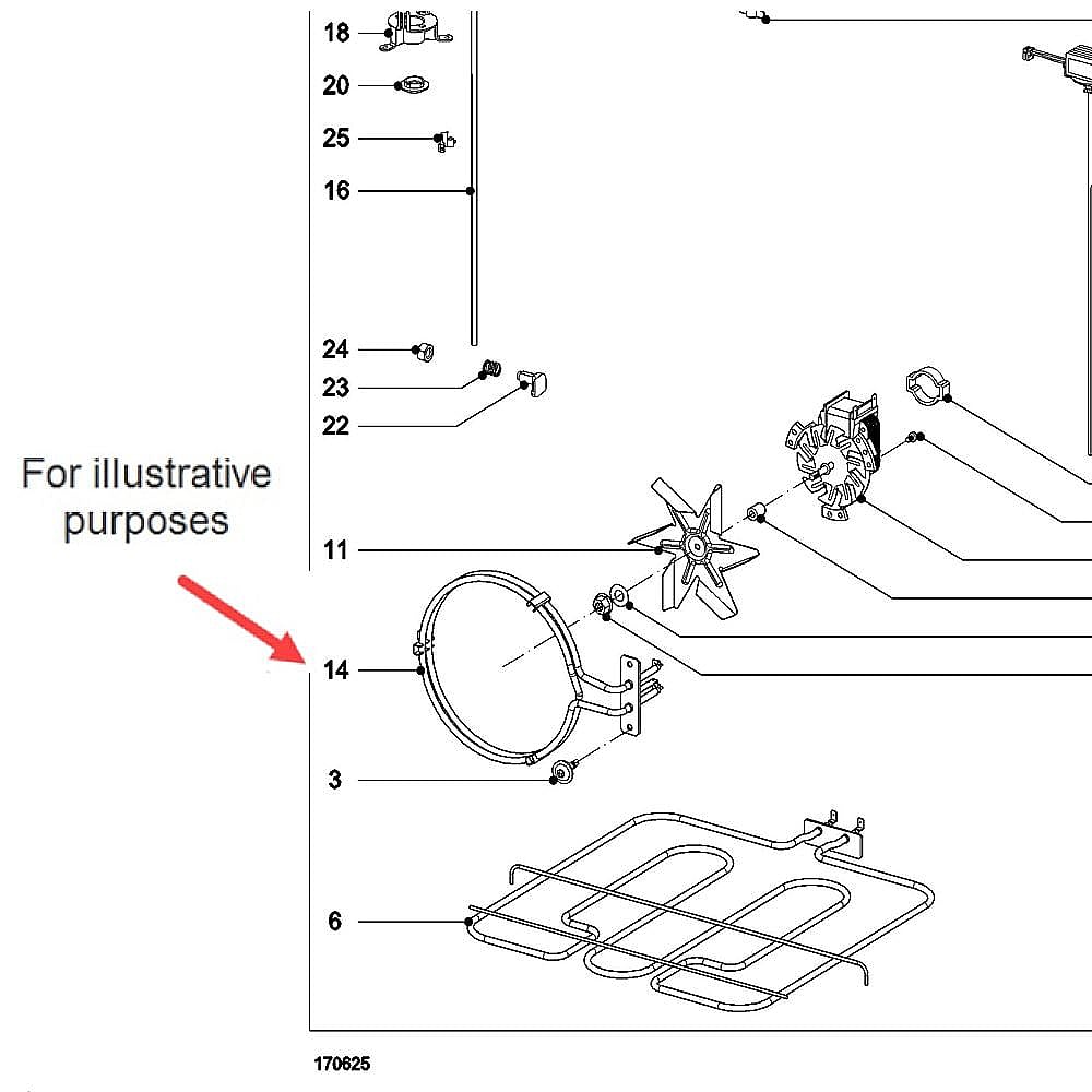 Part #7840021, Miele Wall Oven Convection Element