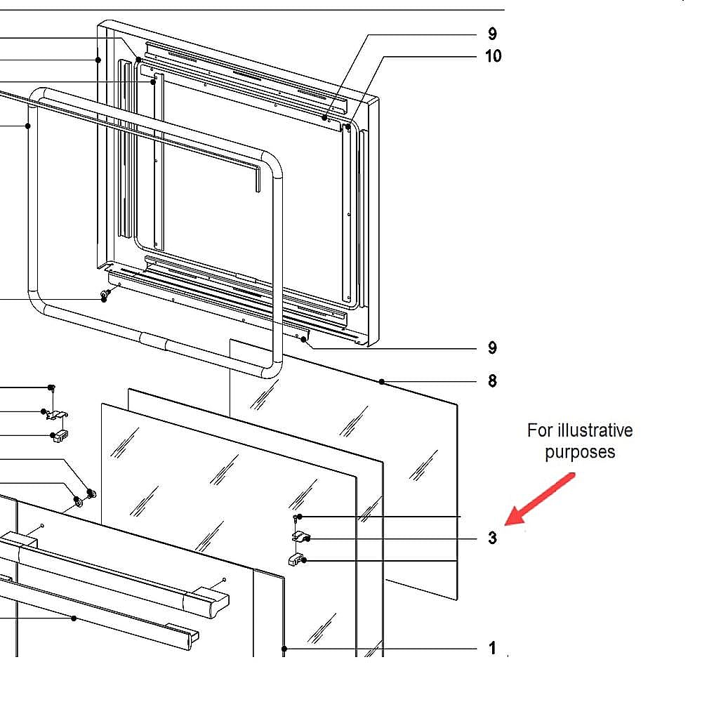 Part #9399261, Miele Wall Oven Door Handle Mounting Bracket, Right
