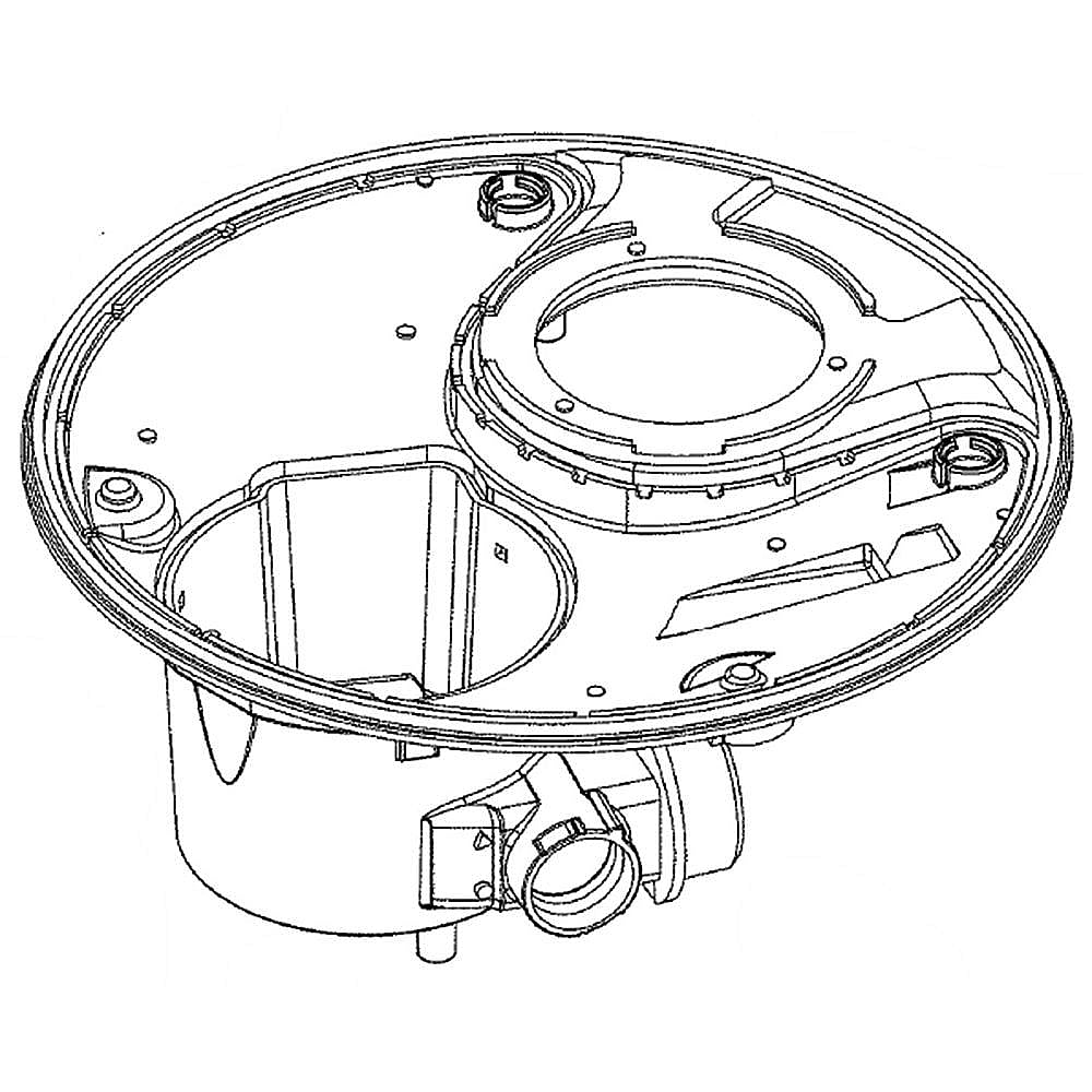 Part #wd18X21679, Dishwasher Sump Manifold / 13.30 x 13.30 x 8.00