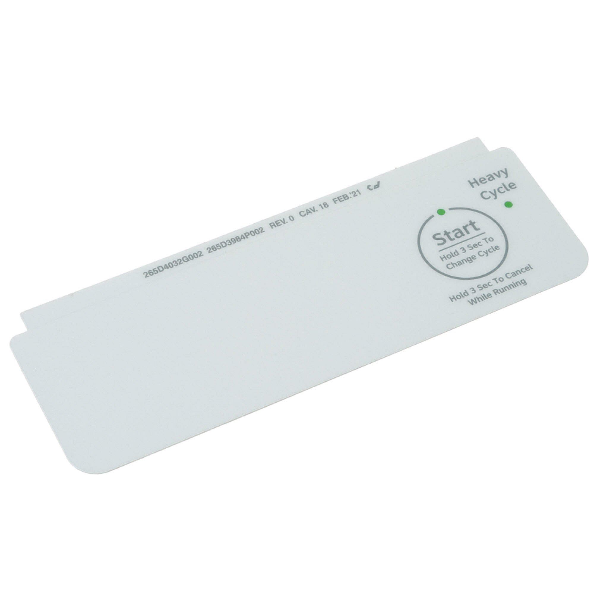 Part #wd34X27921, White Control Panel Overlay
