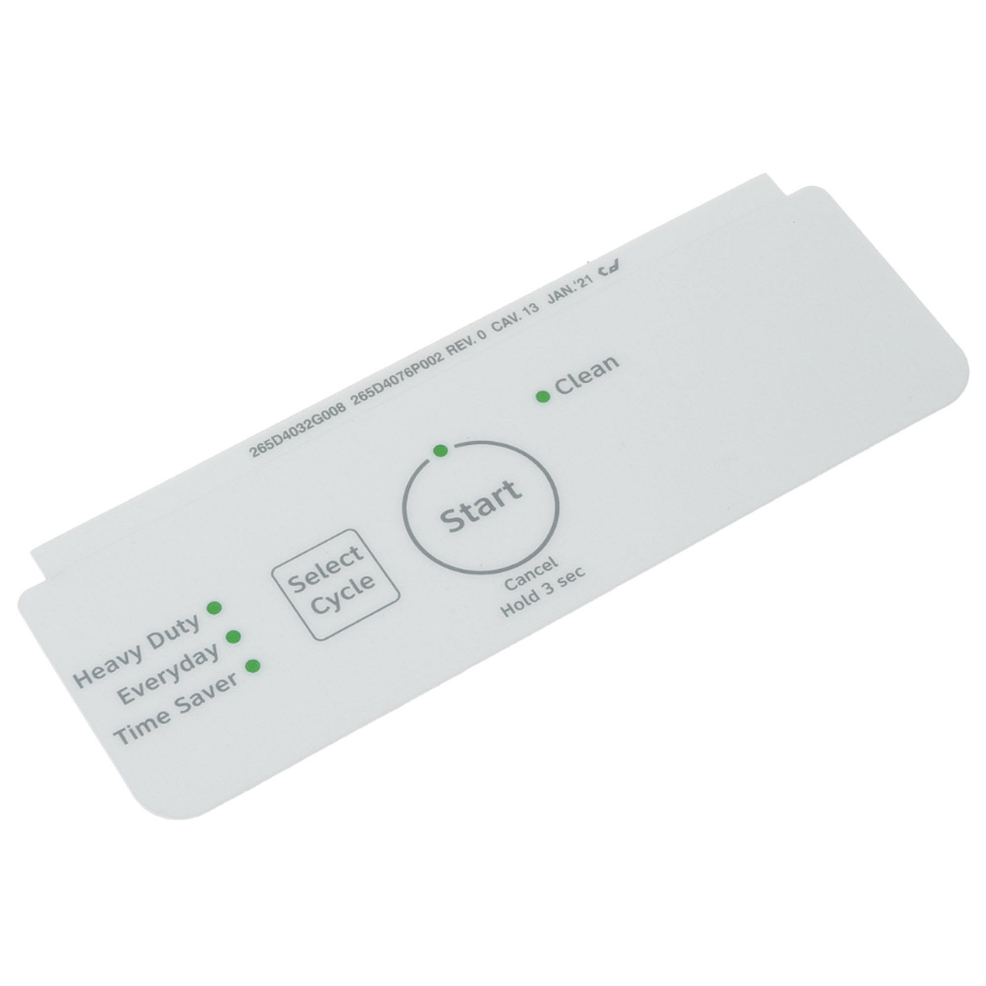 Part #wd34X27924, White Control Panel Overlay