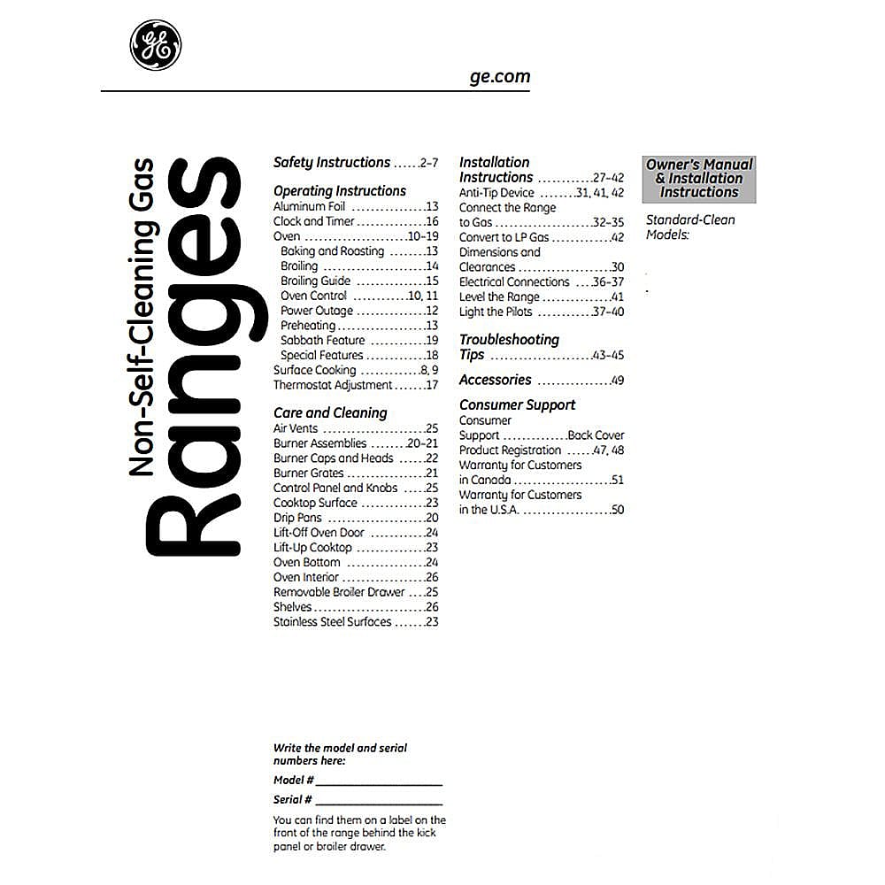Part #49-85146, Owners Manual