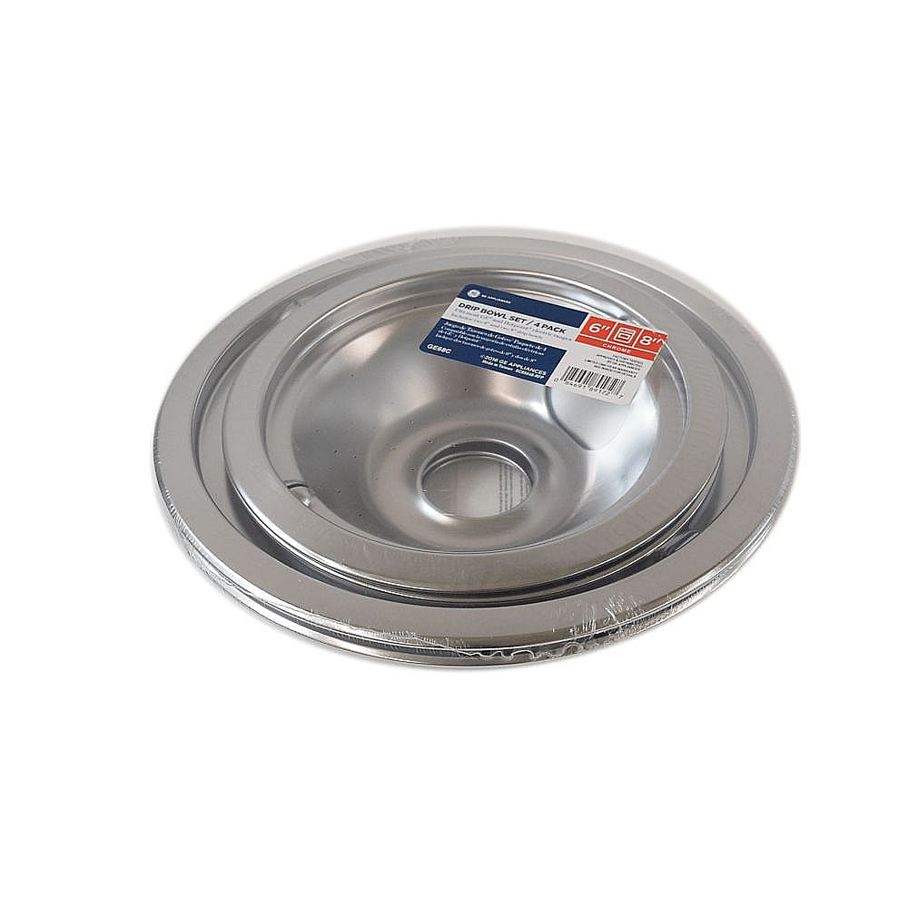Part #ge68C, Range Drip Pan Set, 4-Pack (Chrome) / 10.00 x 10.00 x 2.00