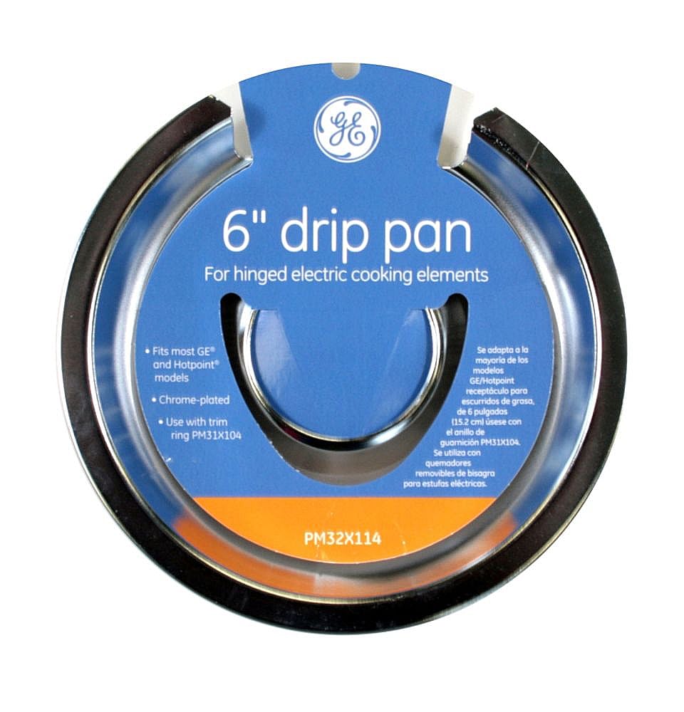 GE Part #pm32X114, Ran Drip Pan, 6-In | 6.80 x 6.30 x 1.10