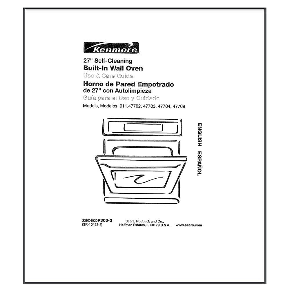 Part #sr-10492-2, Wall Oven Owners Manual (Replaces Sr10492, Sr10492-2)