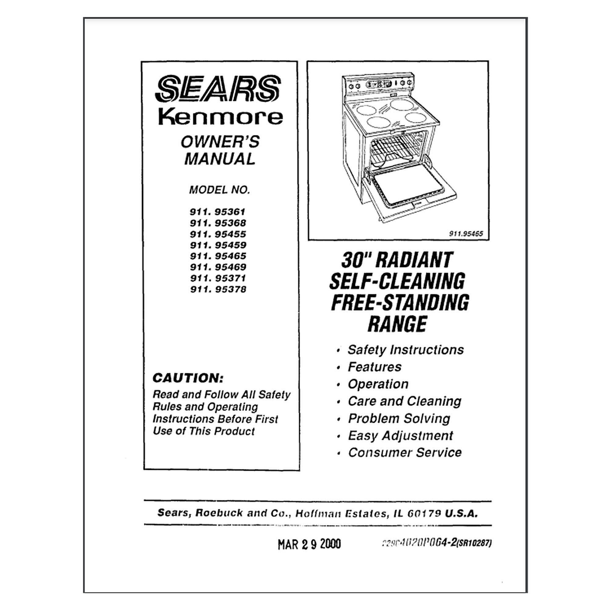 Part #sr10287, Range Owners Manual