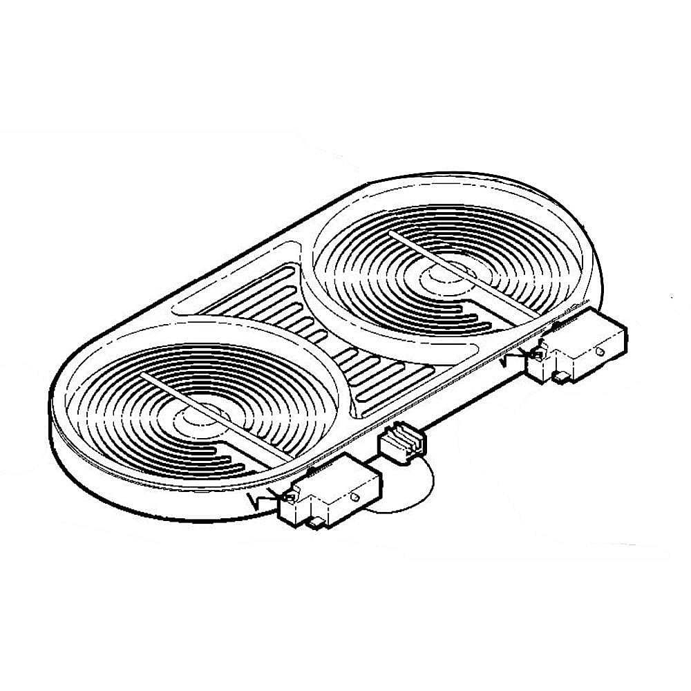 Part #wb03T10088, Kenmore Elite Range Radiant Bridge Surface Element (Replaces Wb30T10094, Wb3T10088) / 19.30 x 12.80 x 10.40