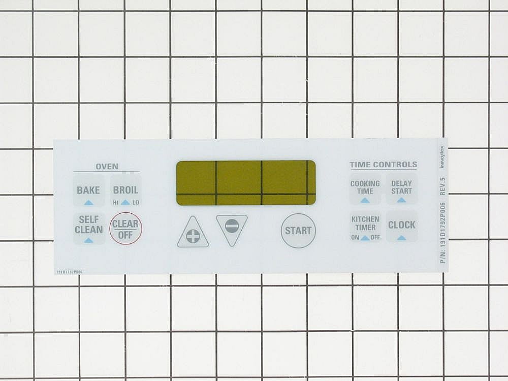 GE Part #wb27K5338, Ran Control Panel And Overlay (White) | 14.00 x 9.50 x 0.10