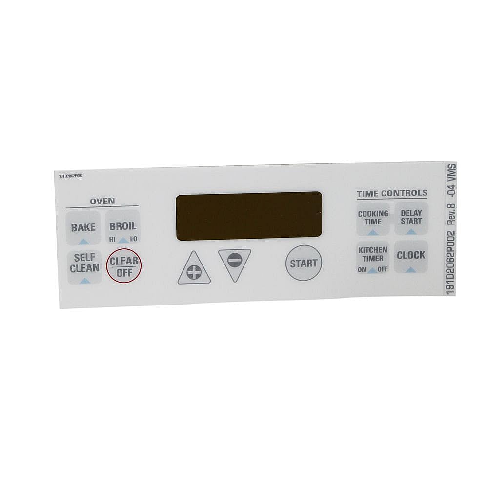 Photo of Range Oven Control Overlay (White) from Repair Parts Direct