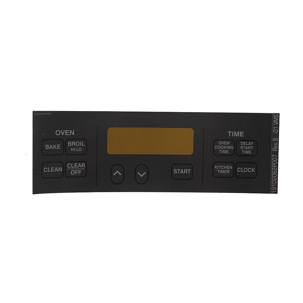 Range Oven Control Overlay (black)