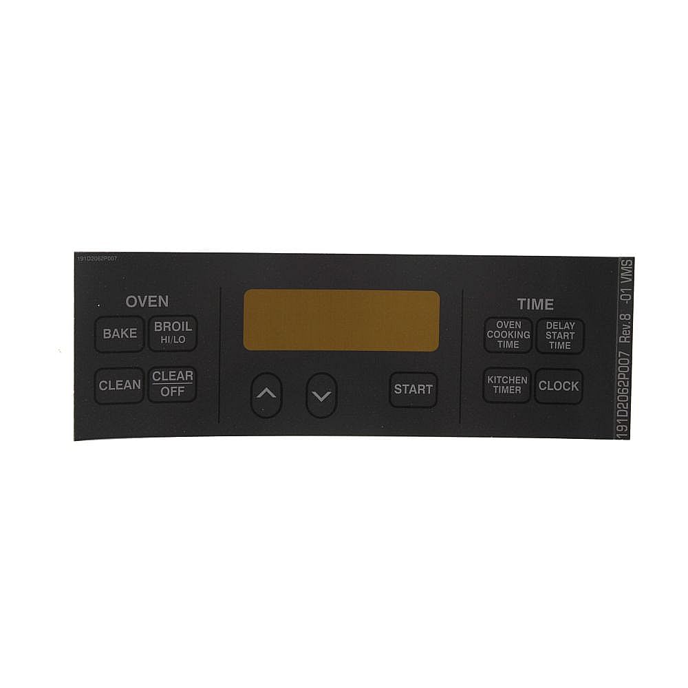Part #wb27T10193, Range Oven Control Overlay (Black) (Replaces Wb27T10195) / 14.00 x 9.50 x 0.10