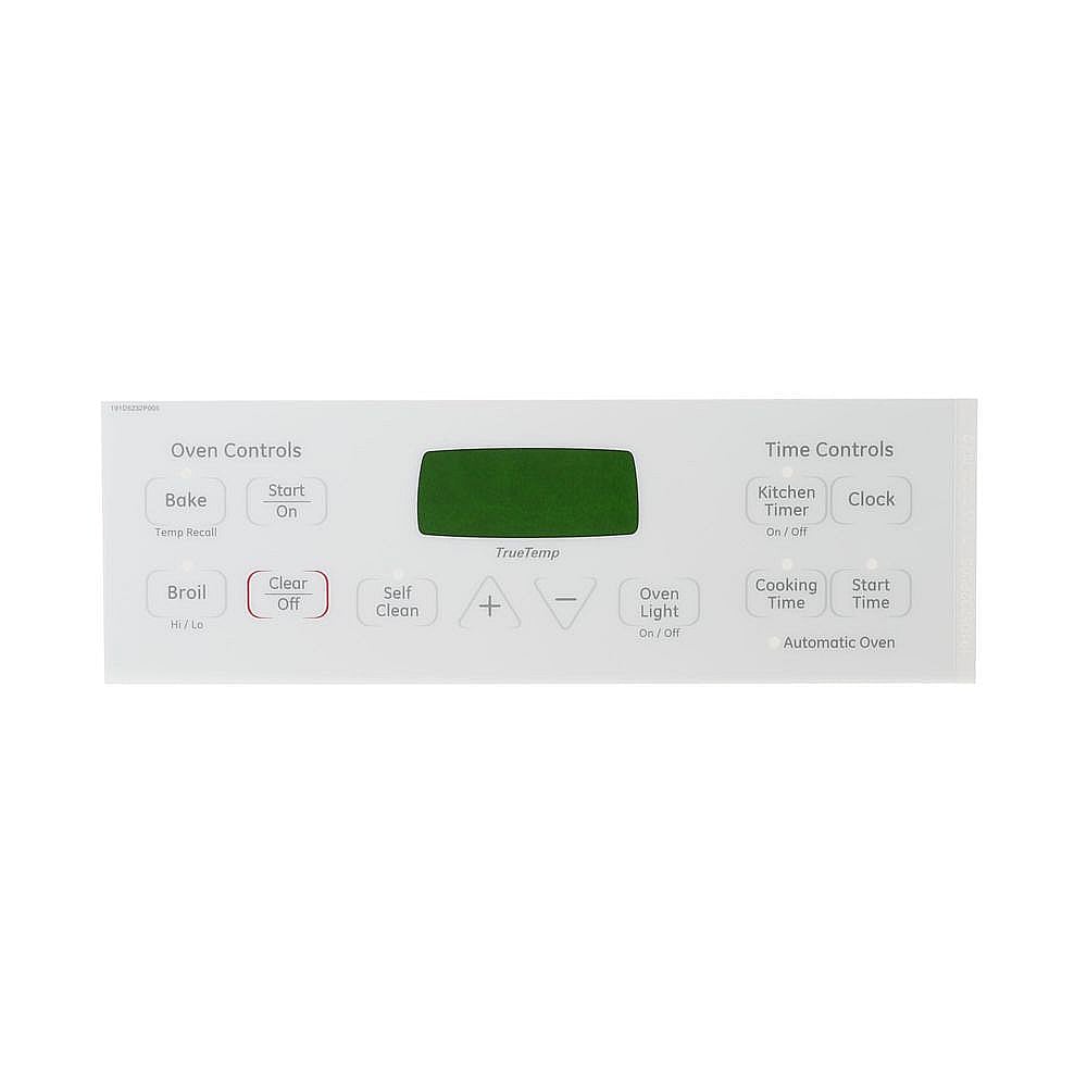 Part #wb27T11006, Range Oven Control Overlay (White) / 13.00 x 10.00 x 0.10