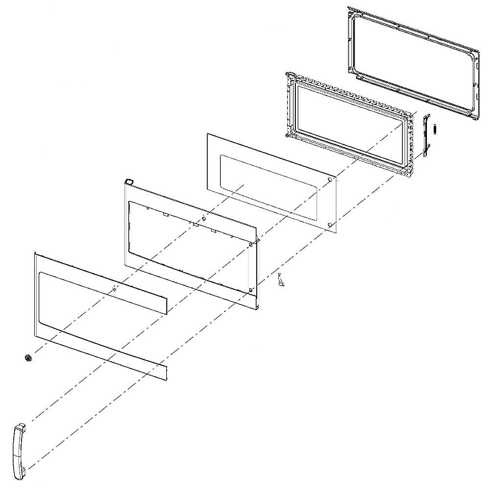 GE Part #wb56X20717, Microwave Door Assembly (Stainless) | 33.30 x 18.50 x 6.80