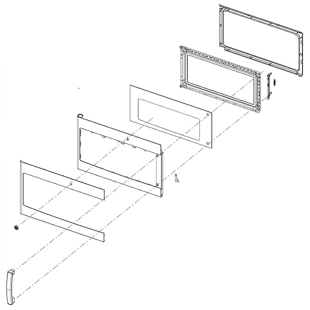 GE Part #wb56X30286, Microwave Door Assembly (Stainless) | 33.20 x 18.50 x 6.80