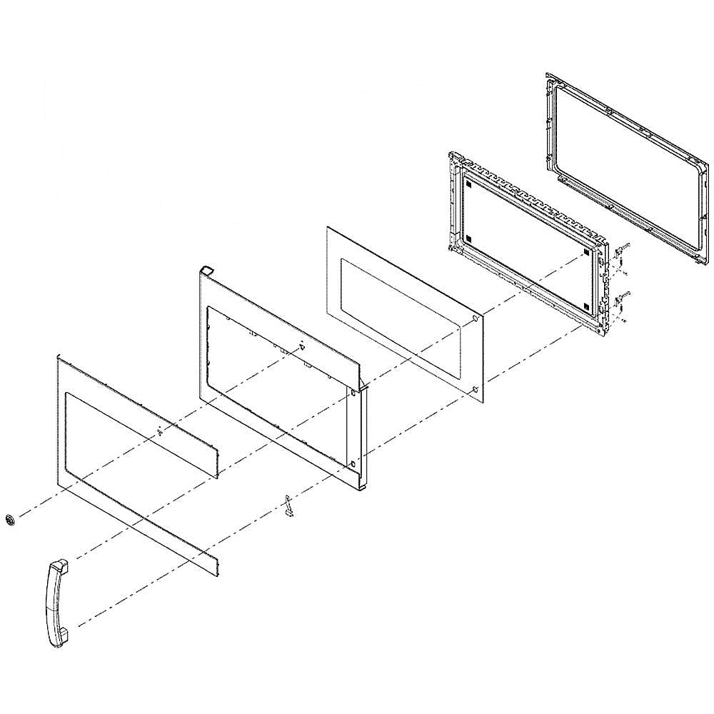 Part #wb56X30296, Microwave Door Assembly (Black) / 33.10 x 18.50 x 6.80
