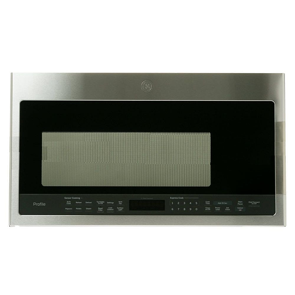 GE Part #wb56X30488, Microwave Door Assembly (Stainless) | 8.00 x 21.50 x 7.10