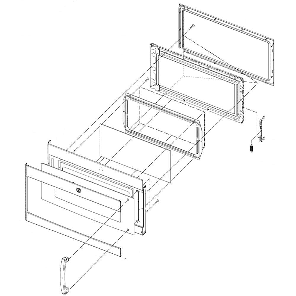 Part #wb56X32798, Microwave Door Assembly (Stainless) | 31.00 x 19.50 x 6.50