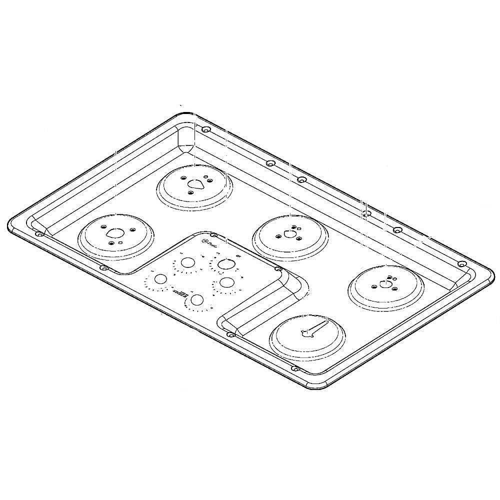 GE Part #wb62T10372, Cooktop Main Top | 38.30 x 22.10 x 3.20