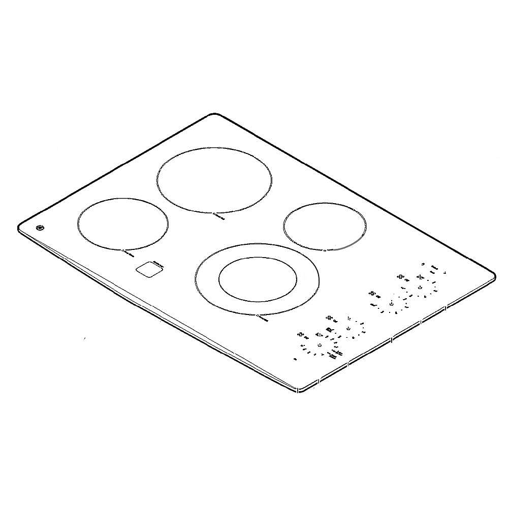 GE Part #wb62X24112, Cooktop Main Top Assembly | 36.90 x 26.30 x 5.30