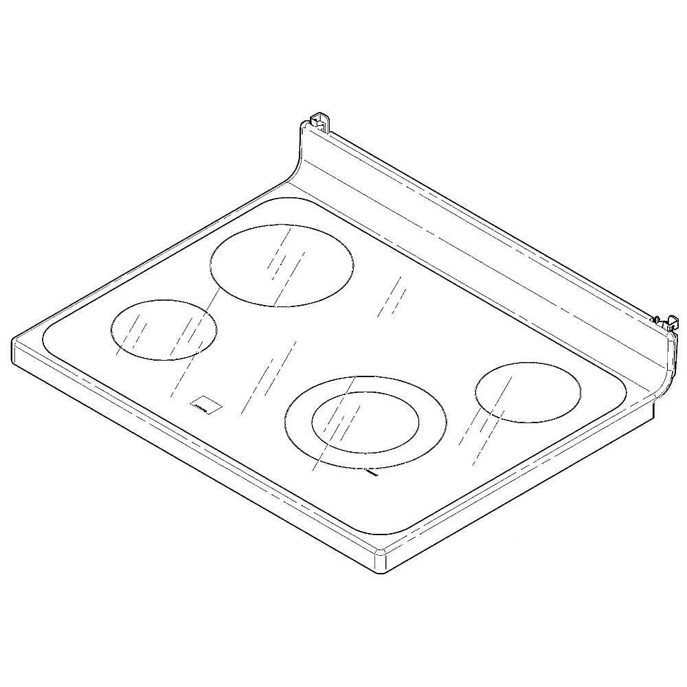 Part #wb62X25975, G.e. Range Main Top (White) / 35.10 x 31.00 x 9.60
