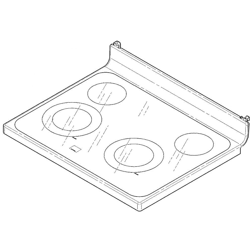 Part #wb62X26651, Range Main Top (White) / 35.10 x 30.90 x 9.60