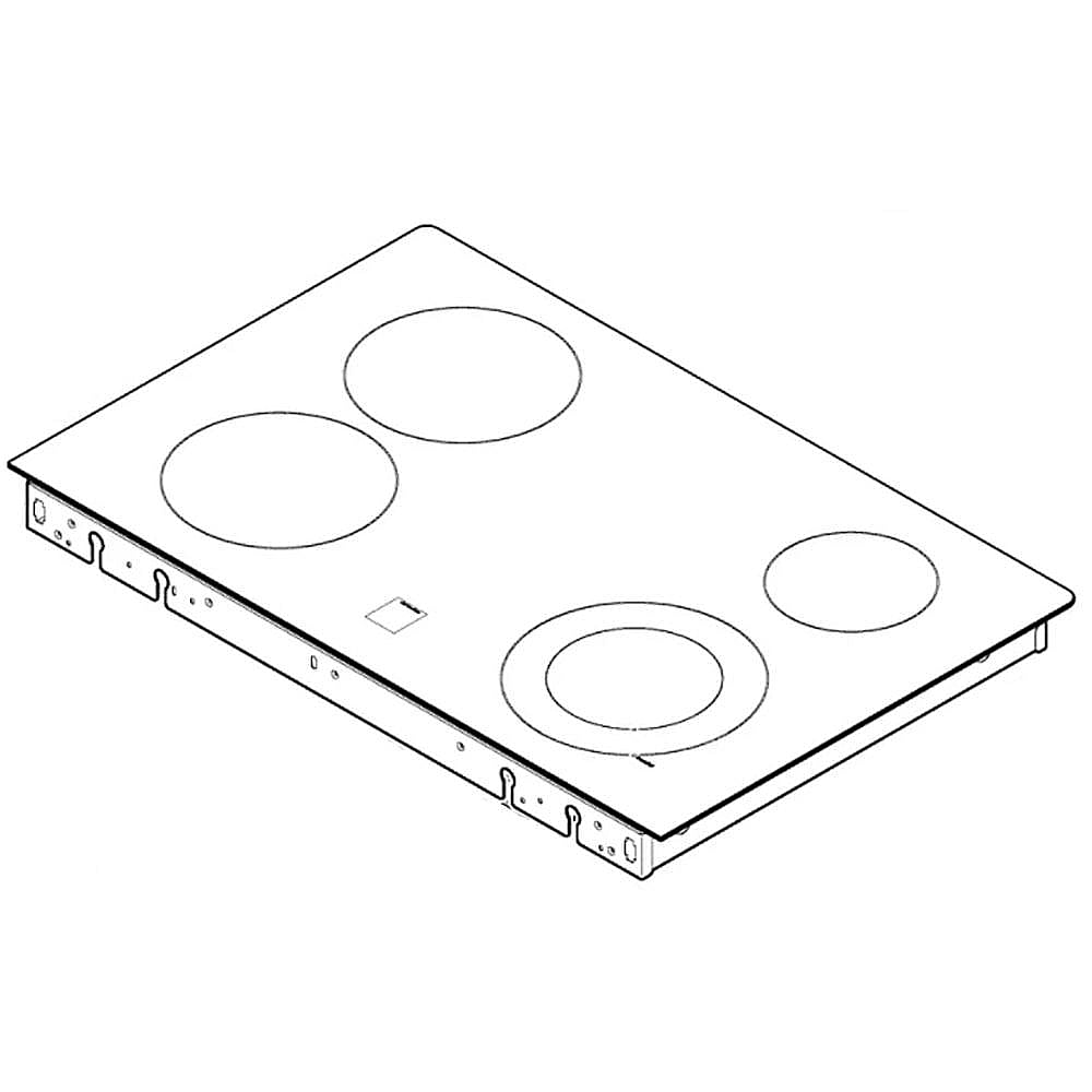 Part #wb62X29259, Ge Range Main Top (Black) (Replaces Wb62X25966) / 35.70 x 23.00 x 5.40